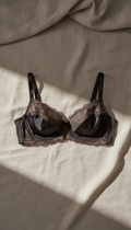 Espresso black silk balconette bra