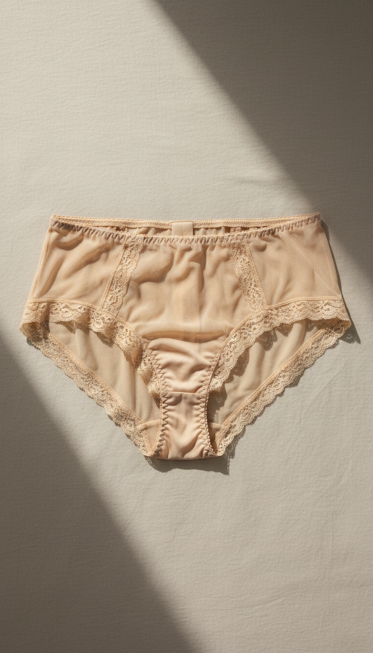 Antique nude mesh high-waist brief