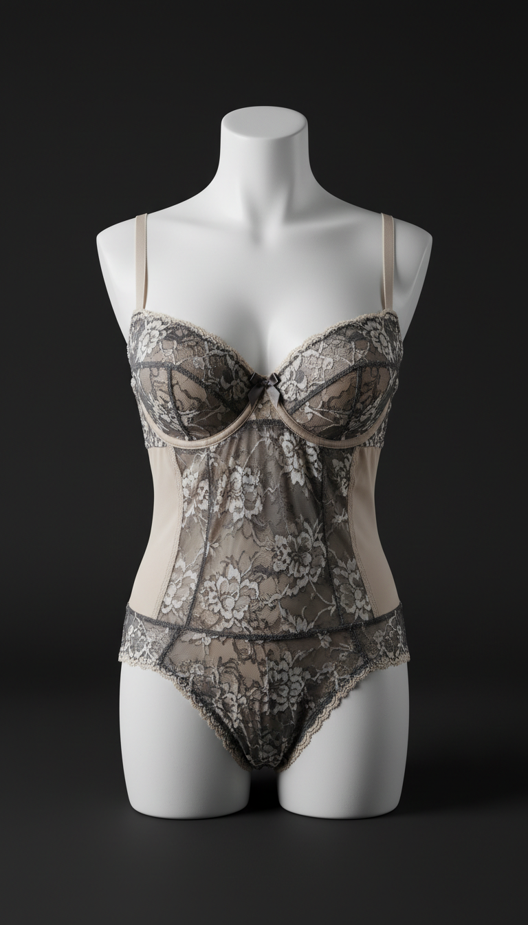 Lace balconette bodysuit with contour cups